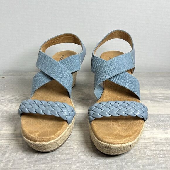 Sonoma Ortholite platform  wedge Espadrille sandals blue EUC size 8.5 - Picture 3 of 8